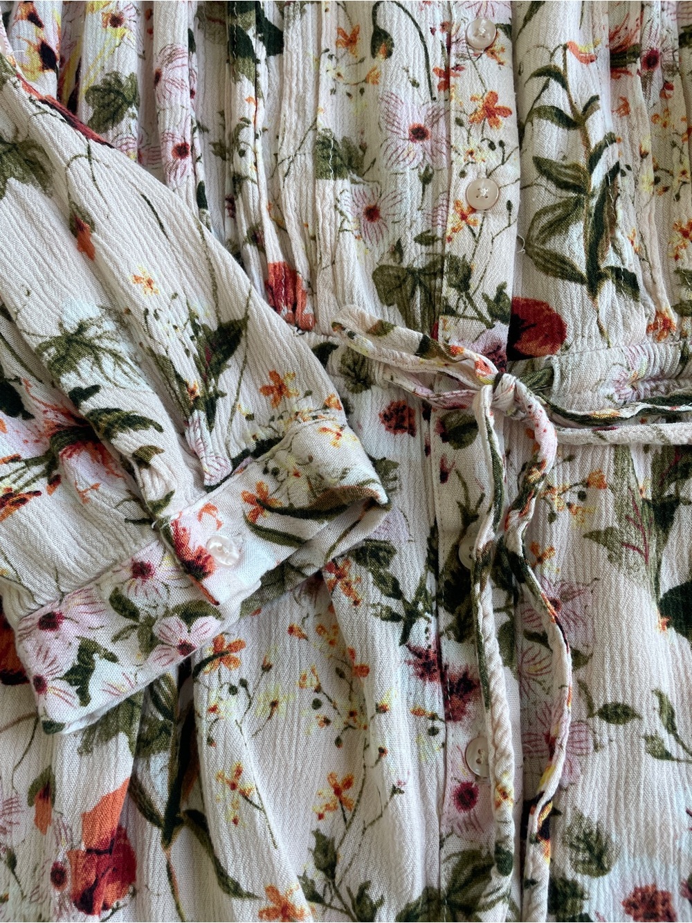 Hilary Radley Blush Floral 3/4 Sleeve Tie-Waist Tunic Top - Picture 3 of 5